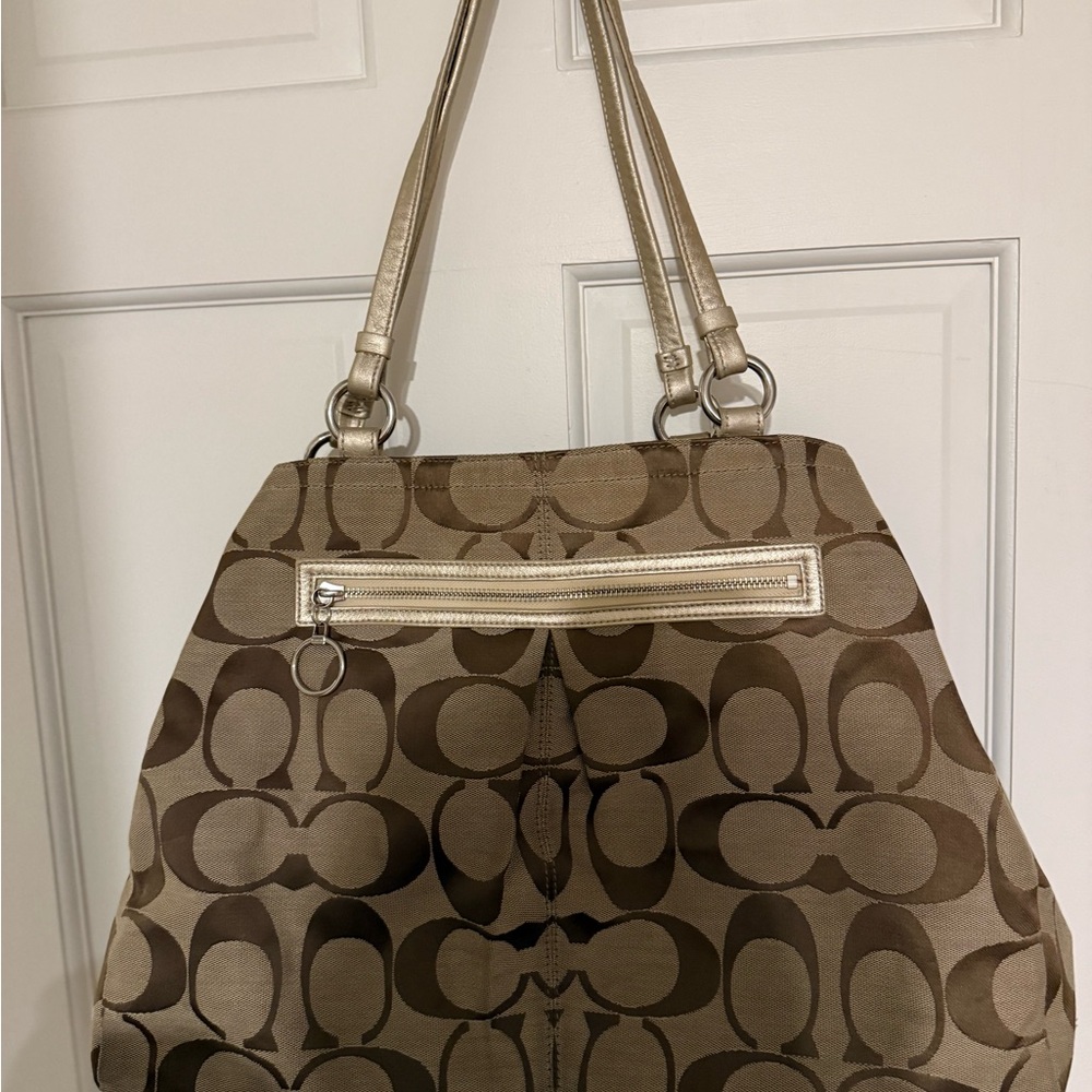Coach Brown and Tan Tote Bag